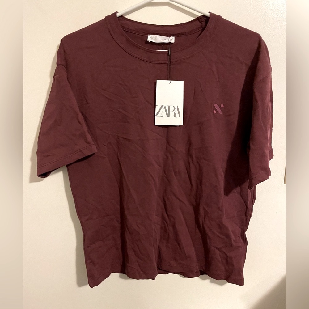 Sz 13-14 164 cm TRUE NEUTRALS EMBROIDERED T-SHIRT Zara monochrome collection